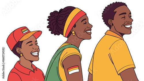 Smiling Diverse People with Colorful Accessories Illustration.