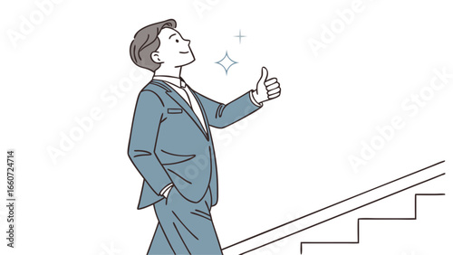 Successful Businessman Climbing the Career Ladder.