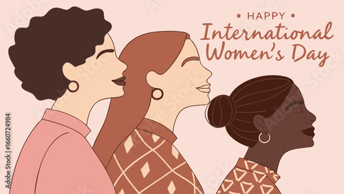 Three Diverse Women in Profile International Womens Day.