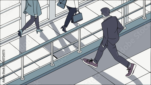 People Walking on a Modern Architectural Structure.