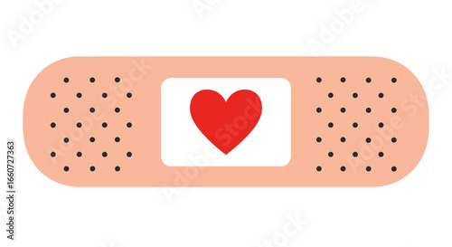 A Bandage With a Red Heart Symbol in the Middle Representing Love and Healing for Wounds and Injuries Helping People Feel Better with Care and Support Providing Comfort and Aid