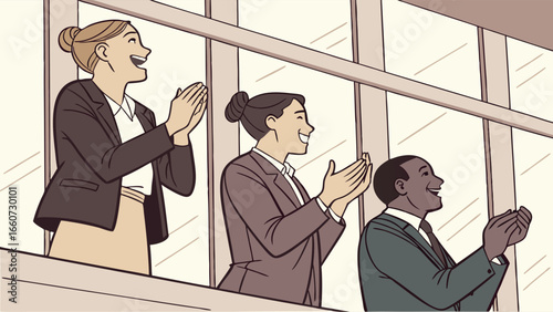 Business People Applauding at a Presentation.