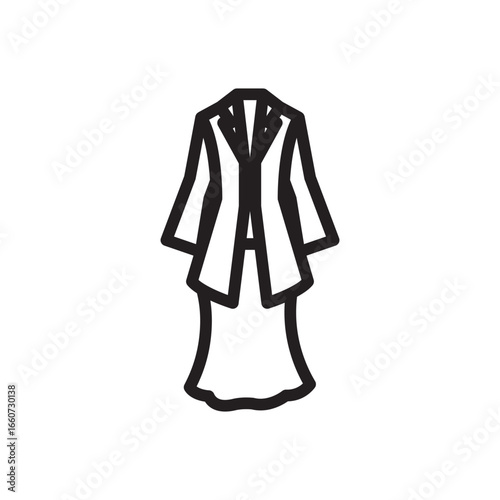 Elegant Women's Suit Icon: A Stylish Black and White Illustration