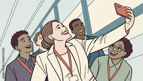 Diverse Group Taking a Selfie at a Conference.