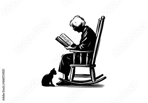 Wooden rocking chair hand drawn vector illustration