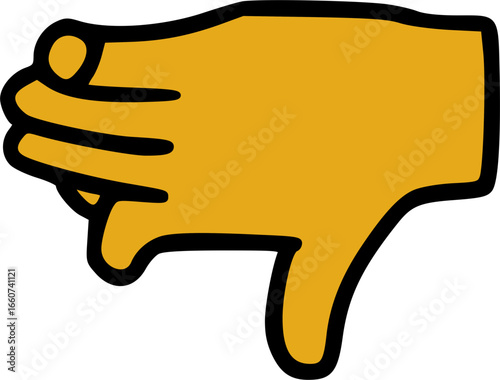 Hand with thumb down gesture, graphic illustration.