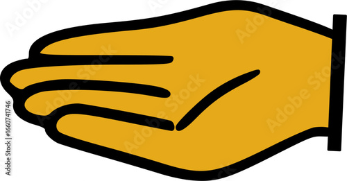 Stylized graphic of an open hand with fingers, palm, and wrist in yellow and black.