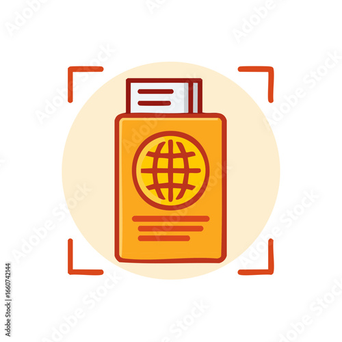 Graphic Passport Icon Representing International Travel and Border Crossing Control