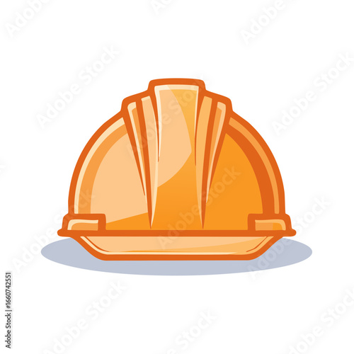 Cartoon illustration of a hard hat construction helmet safety gear for engineering work in vibrant orange color