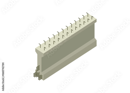 Concrete girder. Simple flat illustration in isometric view.