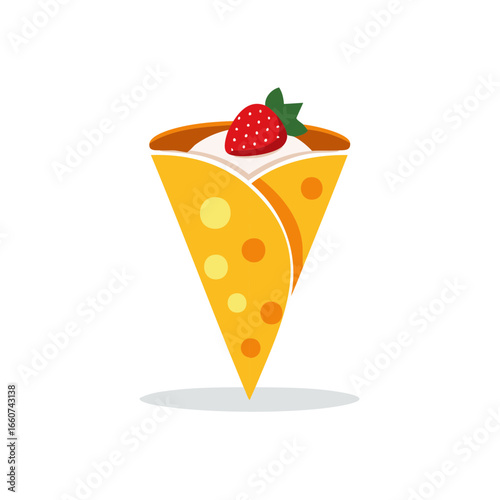 Crepe with Strawberry Topping and Yellow Dough Pattern for Food or Dessert Designs