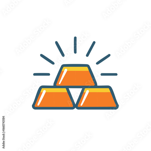 Stylized Gold Bars Stacked Showing Wealth Treasure Asset Fortune Riches