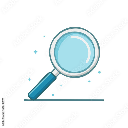 Cartoon Magnifying Glass: Lens for Investigation, Research, or Discovery on White Background, Illustration