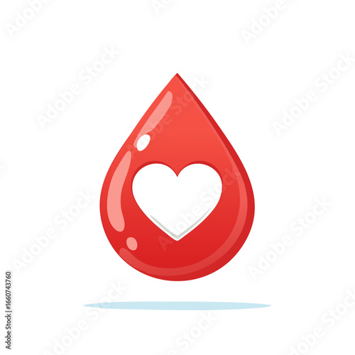 Red Blood Drop with Heart Symbol Illustration