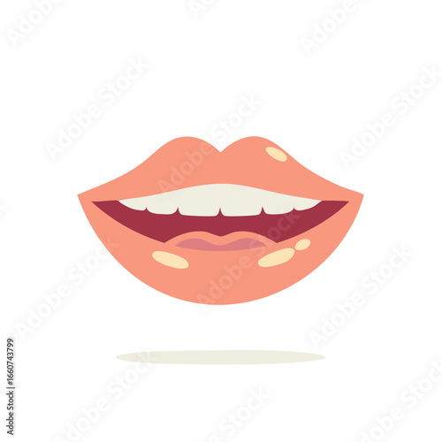Cartoon Mouth Illustration Showing Teeth and Tongue for Communication, Speaking, and Expressing Emotions