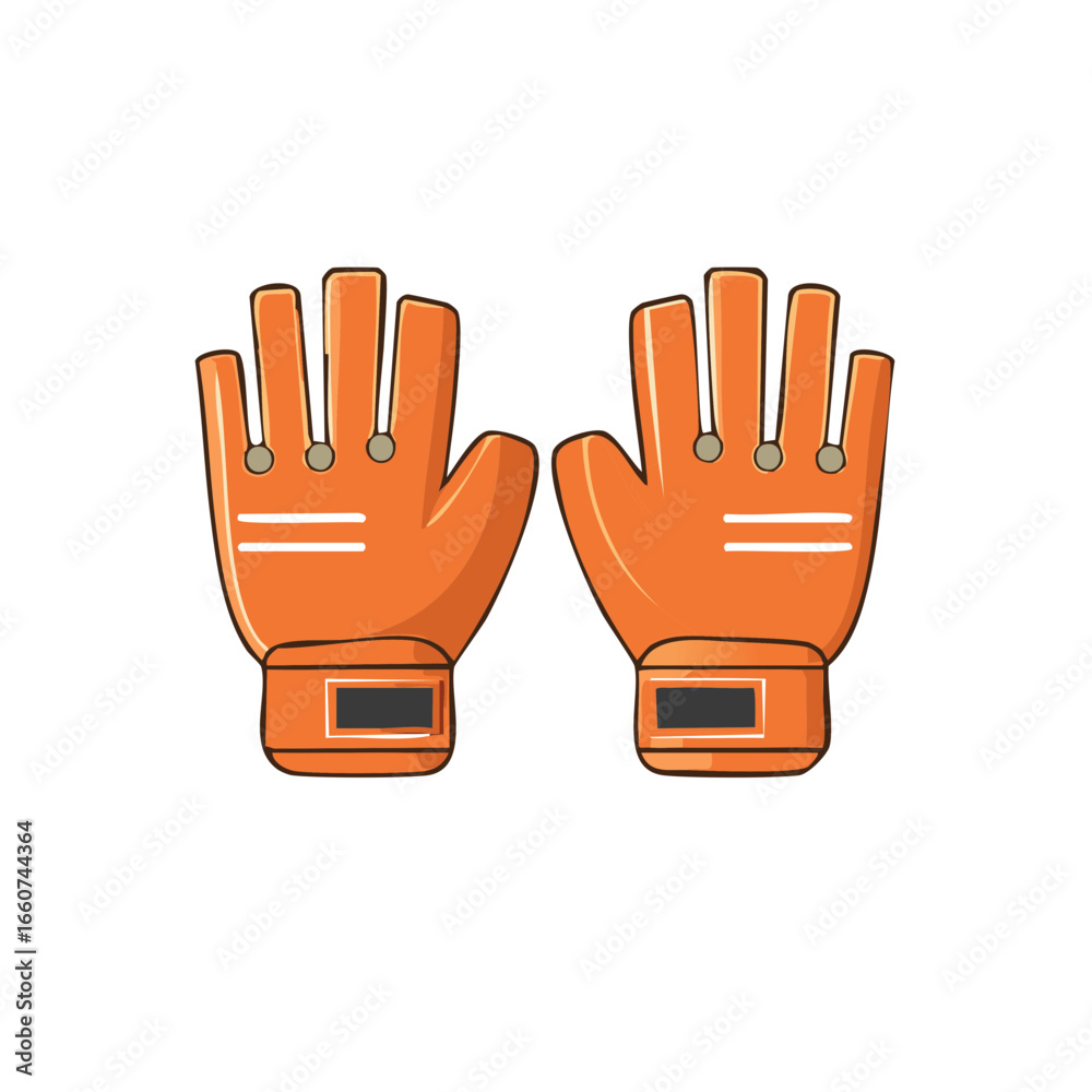Obraz premium Pair of orange goalie gloves for soccer goalkeeping sports protective gear