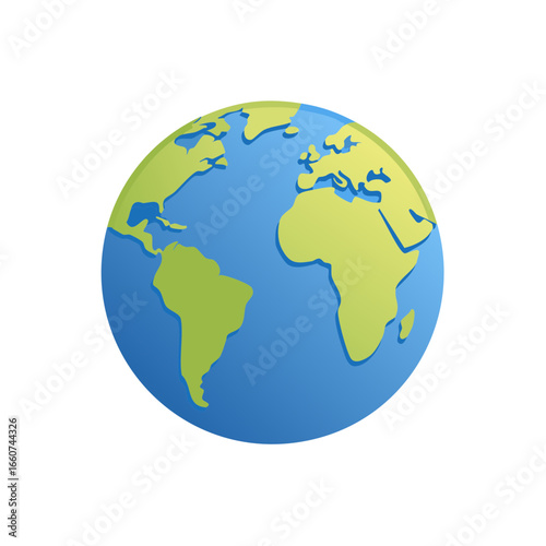 Cartoon Globe with Continents Illustration, World Representation with Landmasses and Ocean