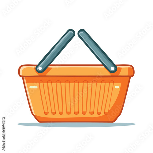 Orange Shopping Basket Graphic Illustration, Market Purchase Tool, Store Container