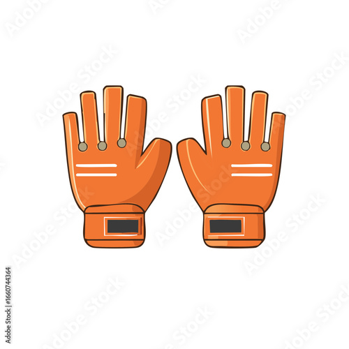 Pair of orange goalie gloves for soccer goalkeeping sports protective gear