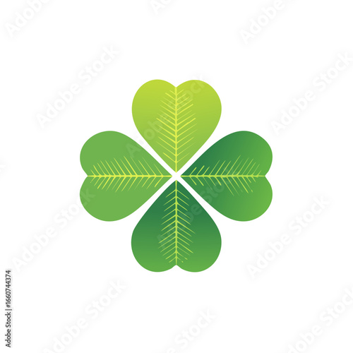Vibrant Four Leaf Clover Luck Symbol Gradient Green Graphic Element