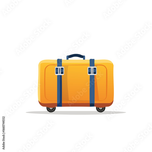 Bright Yellow Suitcase with Blue Straps for Travel and Vacation