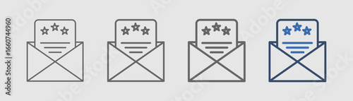 
outline icon set recommendation latter with envelope and letter design