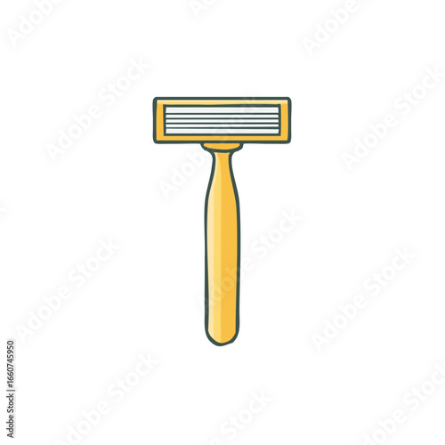 Yellow disposable razor, safety blade for shaving body hair, personal care routine, hygiene and beauty
