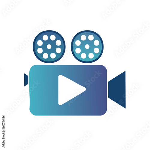 Cinema Video Camera Recorder with Play Button Graphic Style