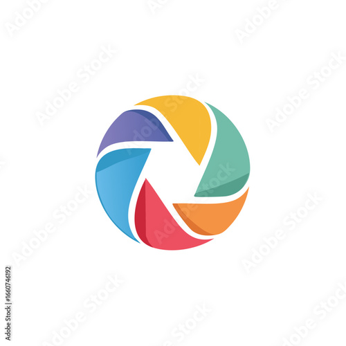 Colorful Camera Lens Aperture Icon for Photography Studio Creative Services