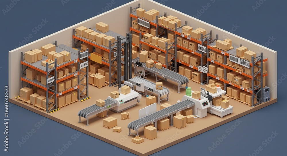 Obraz premium Warehouse interior isometric design
