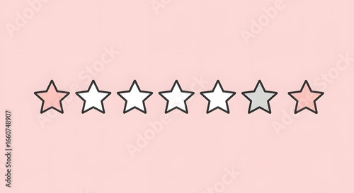 Seven Star Rating Icons on Soft Pink Background for Feedback and Review Systems