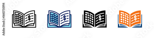 General Ledger All In One Icon Multi Styles Vector Set