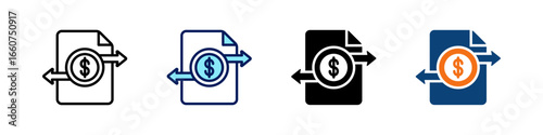 Cash Flow All In One Icon Multi Styles Vector Set
