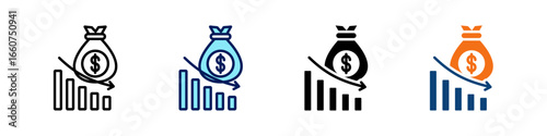 Depreciation All In One Icon Multi Styles Vector Set