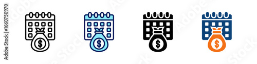 Payroll All In One Icon Multi Styles Vector Set