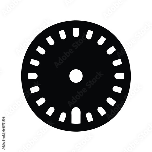 A simplistic black and white illustration of a circular mechanical component