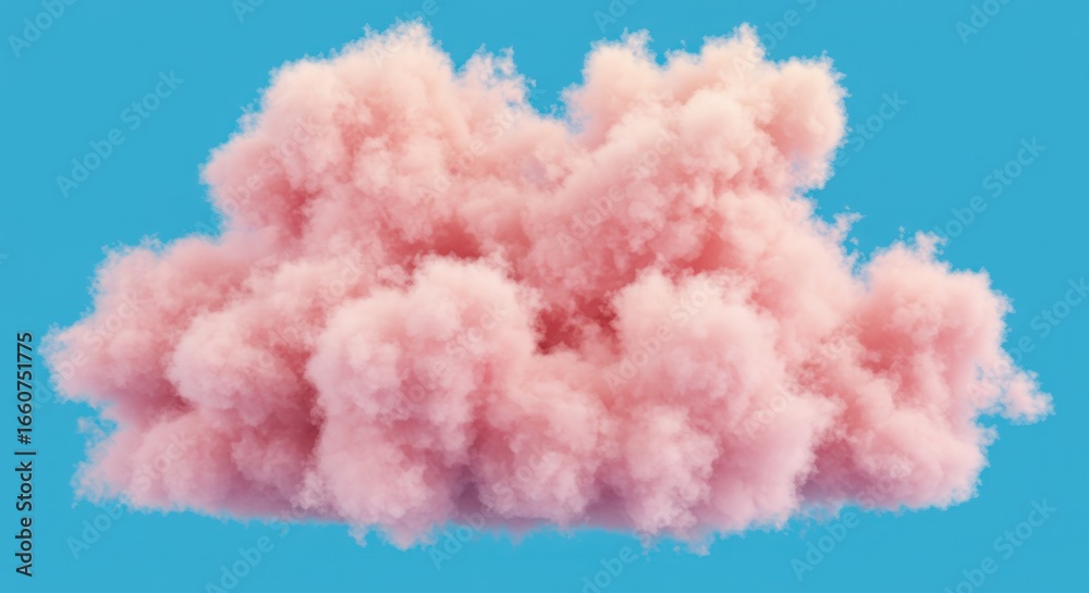 Fototapeta premium A large pink cloud floats against a vibrant blue sky