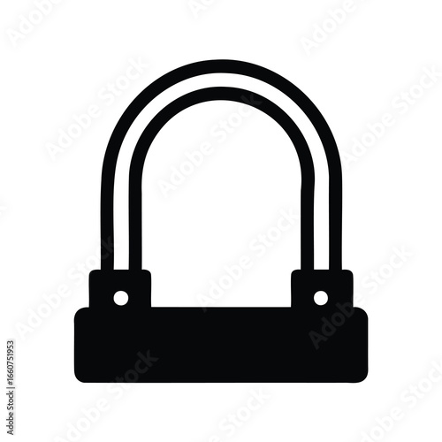 Simple black vector illustration of a U lock for bicycle safety