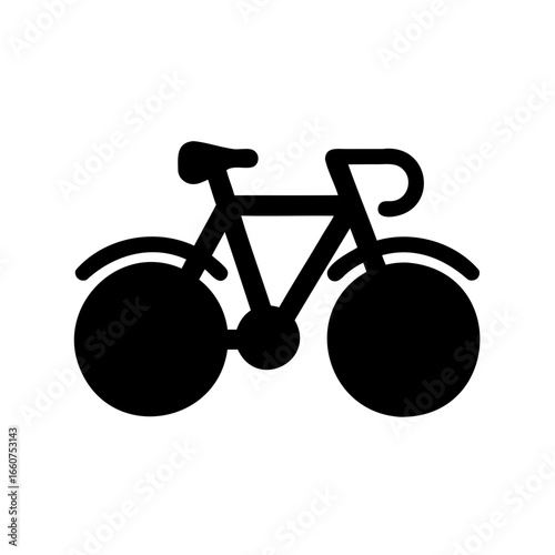 Simple black and white bicycle icon design for travel and recreation