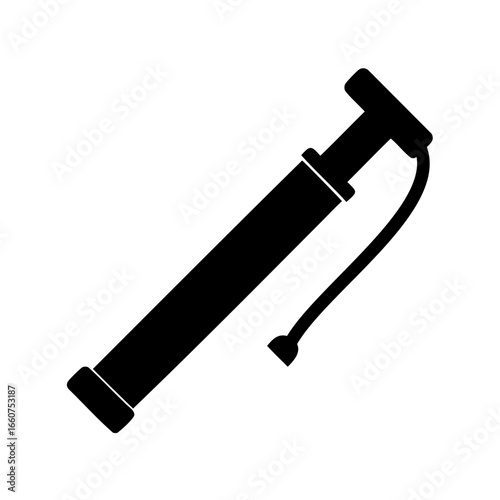 Simple silhouette illustration of a hand operated air pump, isolated on white