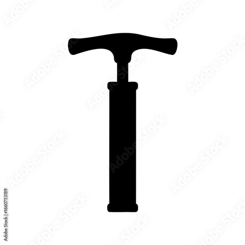 Black silhouette of a hand air pump for tires, mattress, or balls