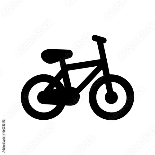 Simple Icon of a Black Bicycle on a White Background Isolated