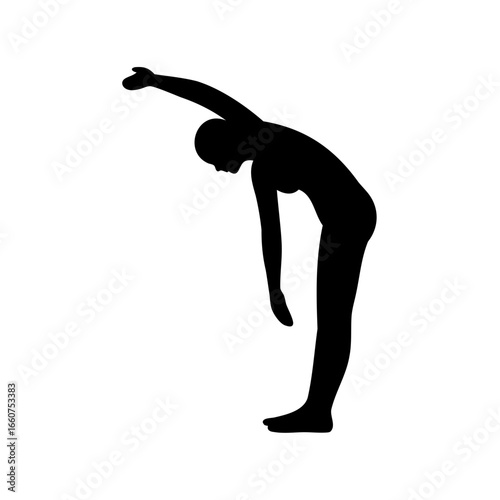 Silhouette of person stretching body sideways