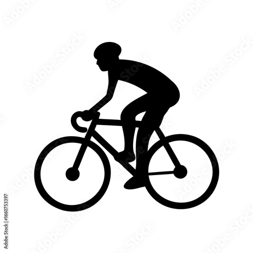 Silhouette illustration of a cyclist on a road bike speeding along