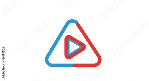 Free Download Stylized Play Button Icon with Red and Blue Outline on White Background - GFXLoad