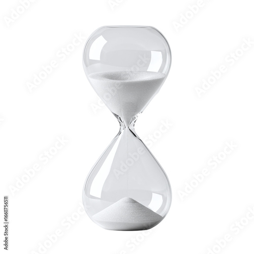 Classic Glass Hourglass Measuring Time with Flowing White Sand