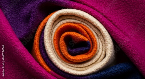 Rolled Multi-Colored Scarf Creates a Cozy Image_fx Texture and Depth