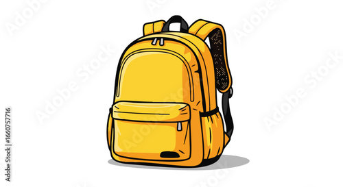 Cheerful Yellow Backpack Illustration on White Backdrop for School or Travel Ventures