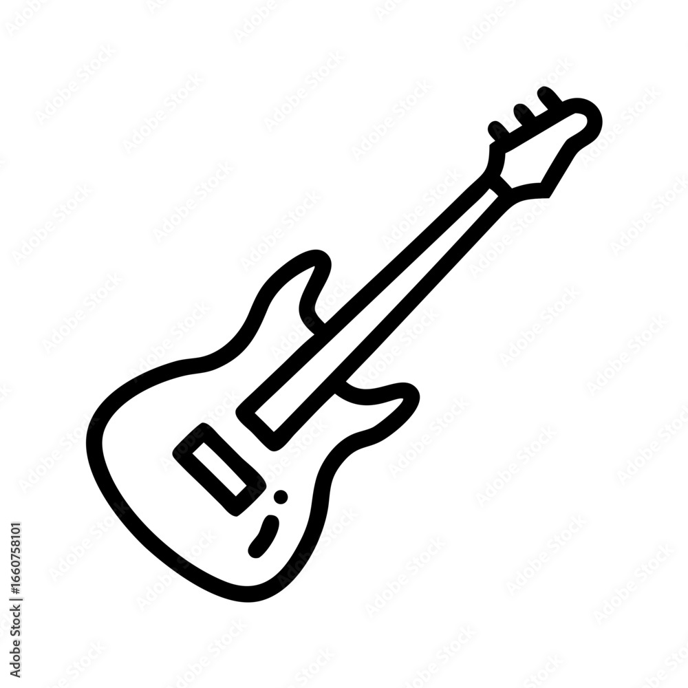 Obraz premium A stylish electric guitar silhouette. The sleek design and modern feel represent the music instrument