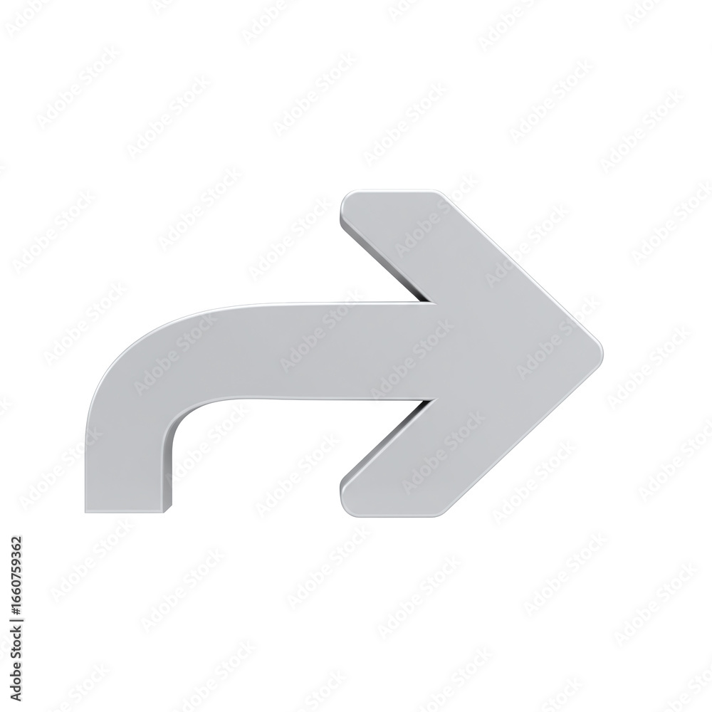 White 3D Arrow Indicating Right Turn or Share Direction Symbol White 3D Arrow Indicating Right Turn or Share Direction Symbol